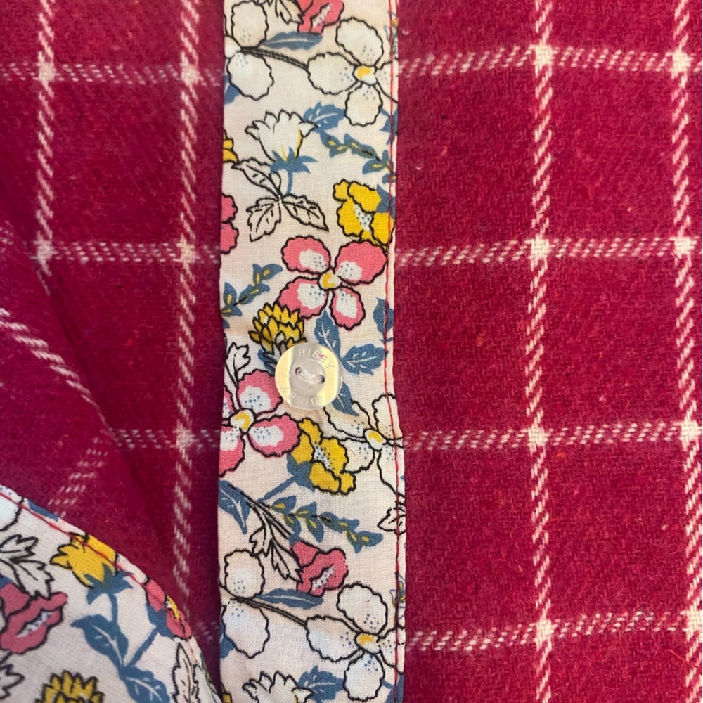 NWT Bisby Magenta Bougainvillea Windowpane Wool Blend Tweed Cape, girls L (10) - Picture 7 of 12